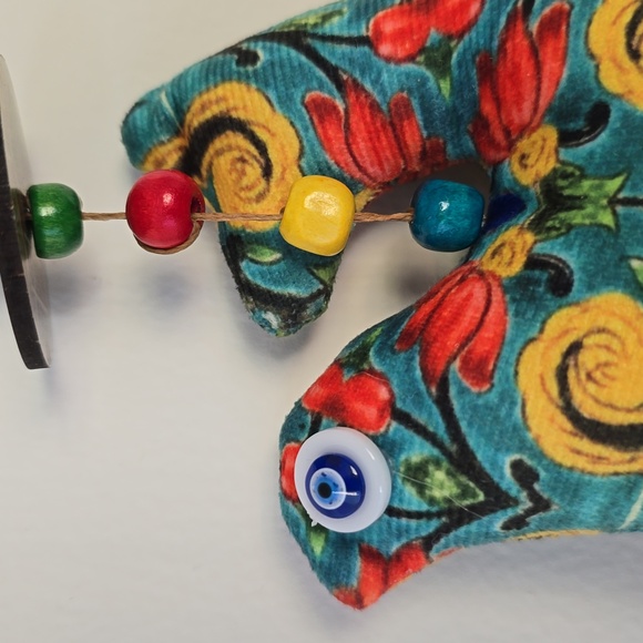 Wall Decorating Amen Bird Blue Evil eyes Handmade Colorful Fabric 11"×4" - Picture 6 of 9